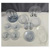 Anchor Hocking Blue Bubble Glass Cup & Saucer 24