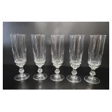 5 Cristal d'Arques-Durand Fluted Champagne Glasses