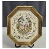Italian Gilt Octagonal Courting Couple Art Print