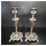 Art Nouveau Silver-Plated Candlesticks, Pair