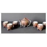 VTG Yixing Purple Clay Longevity Peach Tea Set