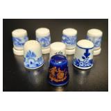 Blue & White Porcelain Mixed Motif Thimbles