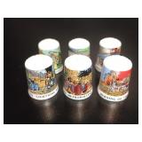 6 Oversized Porcelain Historical Scenes Thimble