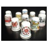 11 Vtg British Souvenir Porcelain Thimbles