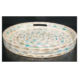 Capiz Shell Inlay Fish Motif Serving Tray