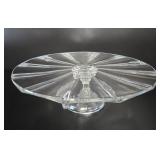 Paneled Rayed Clear Glass Cake Stand vtg