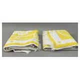2 Retro Fieldcrest Yellow & White Fringed Towels