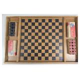 Vintage Wooden Checkers & Game Board Set