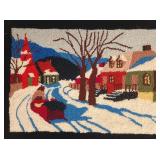 Canadian Pictorial Hooked Rug Winter Scene