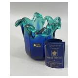 Italian Murano White Cristal Hand-Blown Glass Vase