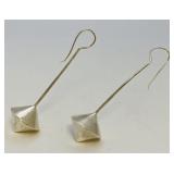 Modernist Sterling Silver? Geometric Drop Earrings