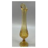 L.E. Smith Amber Swung Glass Pedestal Vase
