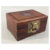 Chinese Carved Rosewood Jewelry Box, Brass Lock