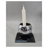 1970's Retro Chrome Ball & Acrylic Candle Holder