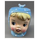 Napco Miss Cutie Pie Blue Cookie Jar VTG