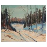 Harold Lyon Signed Winter Trail Landscape Oil