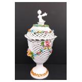 Vtg Italian Bassano Porcelain White Lattice W