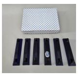 6 Bohemia Glass Cobalt Blue Knife Rests vtg