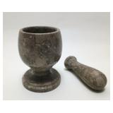 Polished Fossiliferous Limestone Mortar & Pestle
