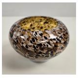 Murano Style Gold Inclusion Art Glass Vase vtg