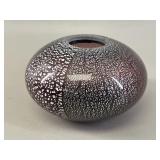 Amethyst and Silver Leaf Glass Ovoid Vase