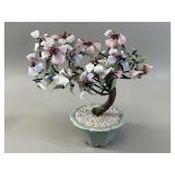 Chinese Glass Bonsai Tree in Celadon Pot