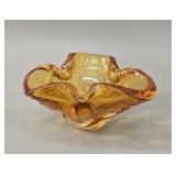 Mid-Century Chalet Murano Style Amber Glass Bowl