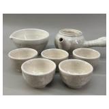 Japanese Hagi-Ware Tea Set with Kyusu & 5 Cups