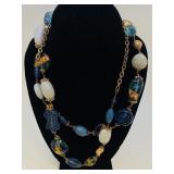 VTG Mixed Glass and Carved Bead Necklace