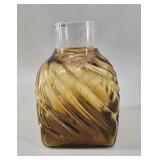 Mid-Century Amber Swirl Glass Vase