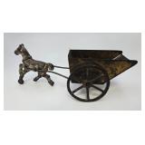 Antique Cast Iron Horse Pulling Cart Toy