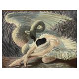 Renï¿½ Oil on Board, Ballerina & Swan