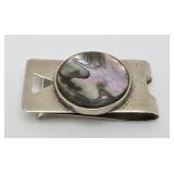 Vintage MAP Mexican Silver Abalone Money Clip
