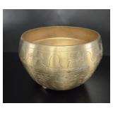 Etched Brass Footed Bowl vtg