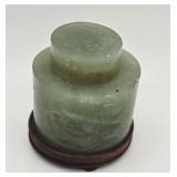 Antique Chinese Nephrite Jade Snuff Jar on Stand