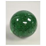 Green Murano Bullicante Art Glass Paperweight
