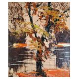 Morris Katz Fall Landscape Oil on Board1974