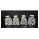 4 Sterling & Crystal Shakers vtg
