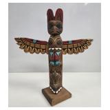 Native Alaska Wood Carved Totem Pole vtg