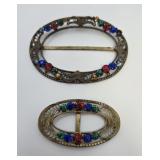 2 Antique Czech Belt Buckles