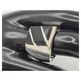 Modernist Sterling & Black Oynx Man Ring