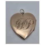 Large Antique Gold Filled Heart Locket Pendant