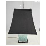 'Chï¿½ne' Frosted Blue Glass Table Lamp vtg
