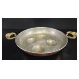 Turkish Hammered Copper 4-Hole Egg Poacher Pan vtg