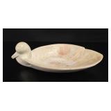 Hand-Carved Soap Stone Duck Trinket Dish vtg