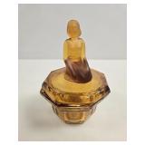 MCM Amber Glass 'Kneeling Woman' Powder Jar