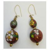 VTG Chinese Cloisonnï¿½ Enamel Dangle Earrings
