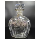 Antique Silver Overlay Glass Decanter