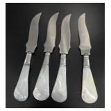 4 Antique Mother of Pearl Fruit Knives w S