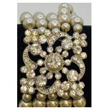 Five-Strand Faux Pearl & Rhinestone Cuff Bracelet
